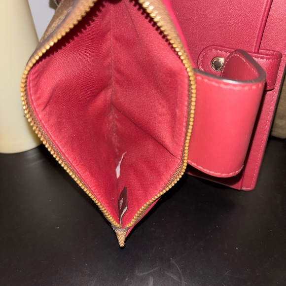 Coach Signature Brown and Red Tech Phone Wristlet